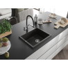 Mexen Pedro Évier en granit 1 bac 560 x 460 mm, noir/doré métallique, siphon chromé - 6508561000-75