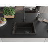 Mexen Pedro évier en granit à 1 bac 560 x 460 mm, noir/doré métallique, siphon noir - 6508561000-75-B
