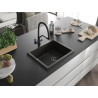 Mexen Pedro évier en granit 1 bac 560 x 460 mm, noir/doré métallisé, siphon noir - 6508561000-75-B