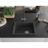 Mexen Pedro évier en granit 1 bac 560 x 460 mm, noir moucheté, siphon chrome - 6508561000-76