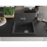 Mexen Pedro évier en granit à 1 bac 560 x 460 mm, noir moucheté, siphon chromé - 6508561000-76
