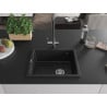Mexen Pedro évier en granit 1 bac 560 x 460 mm, noir, siphon chromé - 6508561000-77