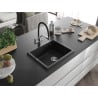 Mexen Pedro évier en granit 1 bac 560 x 460 mm, noir, siphon chromé - 6508561000-77