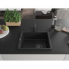 Mexen Pedro évier de cuisine en granit 1 bac 560 x 460 mm, noir, siphon noir - 6508561000-77-B
