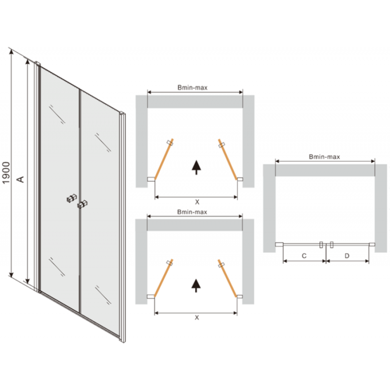 Mexen Texas porte de douche pivotante 100 cm, transparent, chromé - 880-100-000-01-00