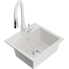 Mexen Milo évier granit 1 bac avec robinet de cuisine Savita, blanc - 6505-20-672601-20