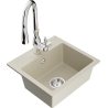 Mexen Milo évier en granit 1 bac avec robinet de cuisine Savita, beige - 6505-69-672601-00