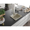 Mexen Milo évier en granit 1 bac avec robinet de cuisine Savita, beige - 6505-69-672601-69