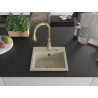 Mexen Milo évier en granit 1 bac avec robinet de cuisine Savita, beige - 6505-69-672601-50