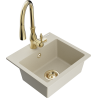 Mexen Milo évier en granit 1-bassin avec robinet de cuisine Savita, beige - 6505-69-672601-50