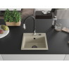 Mexen Milo évier en granit 1 bac avec robinet de cuisine Savita, beige - 6505-69-672601-70