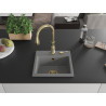 Mexen Milo évier en granit 1 cuve avec robinet de cuisine Savita, gris - 6505-71-672601-50