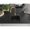 Mexen Milo Évier en granit 1 bac avec robinet de cuisine Savita, noir/or métallisé - 6505-75-672601-50-B