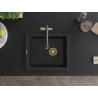 Mexen Pedro évier en granit 1 bac 560 x 460 mm, noir, siphon doré - 6508561000-77-G
