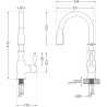 Mexen Gaspar évier en granit 1,5 bac avec égouttoir et robinet de cuisine Savita, noir moucheté - 6507-76-672601-70-B