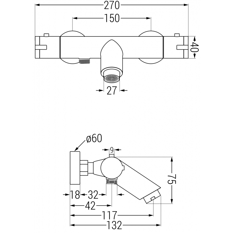 Mexen Kai robinet de baignoire thermostatique, doré - 77300-50