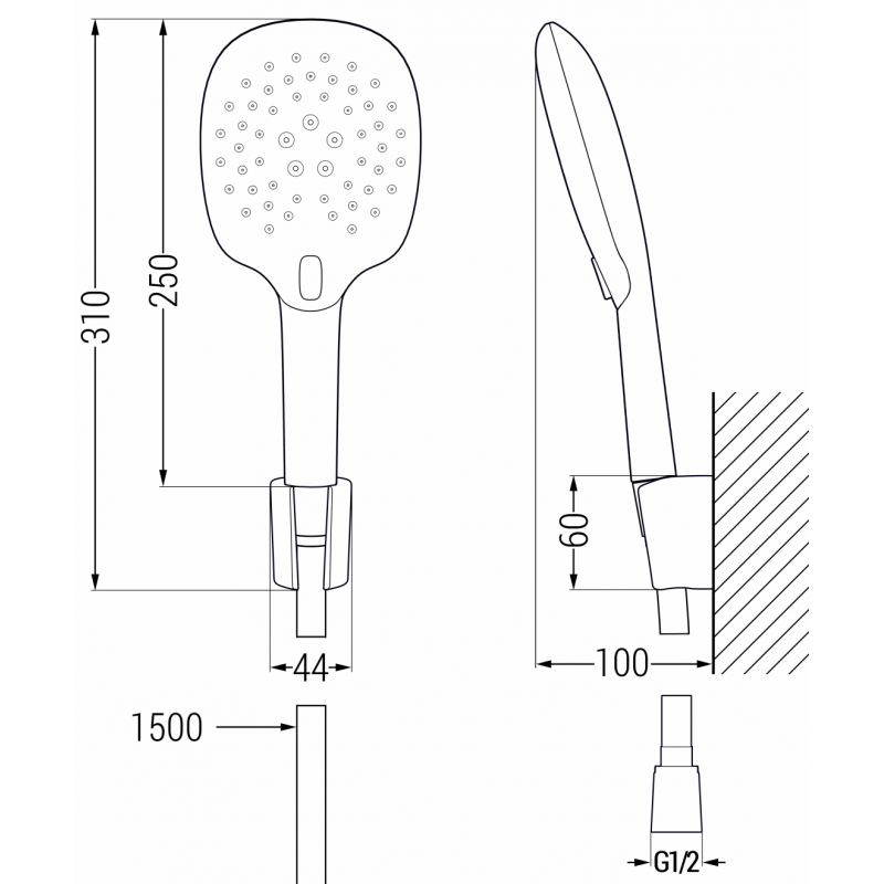 Mexen R-22 ensemble de douche fixe, chrome - 785225052-00