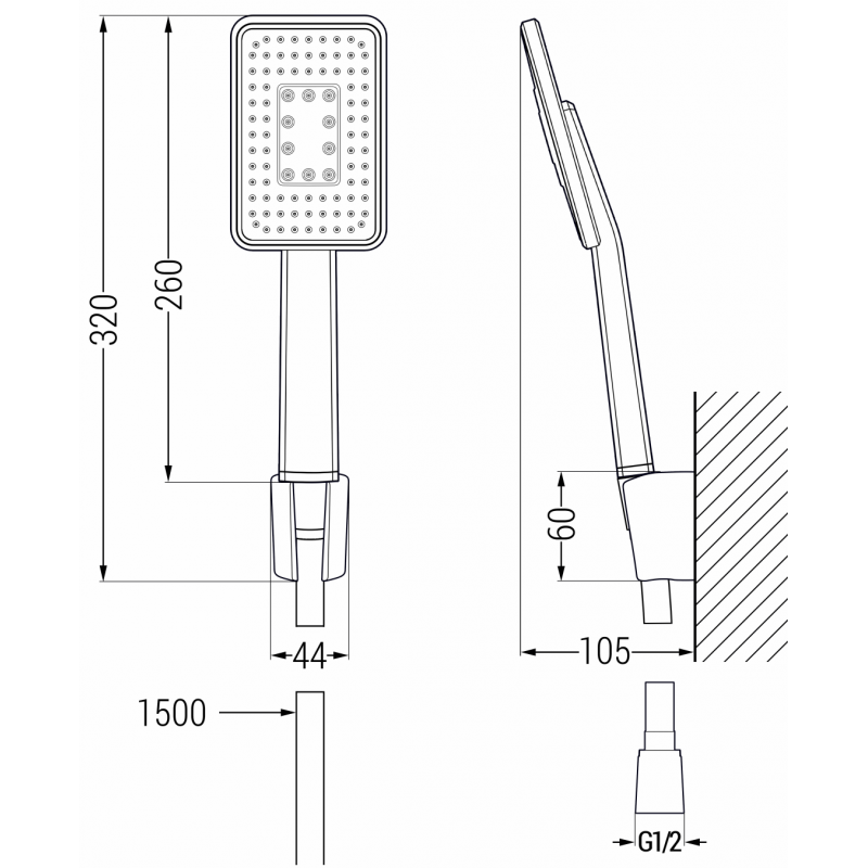 Mexen R-54 ensemble de douche à main, blanc/chrome - 785545052-21