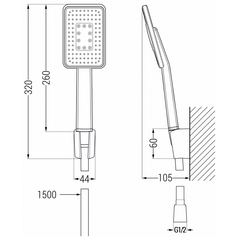 Mexen R-54 ensemble de douche fixe, noir/chrome - 785545052-71