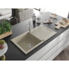 Mexen Leo évier en granit 1 bac avec égouttoir et robinet de cuisine Carla, couleur beige - 6501-69-670700-00