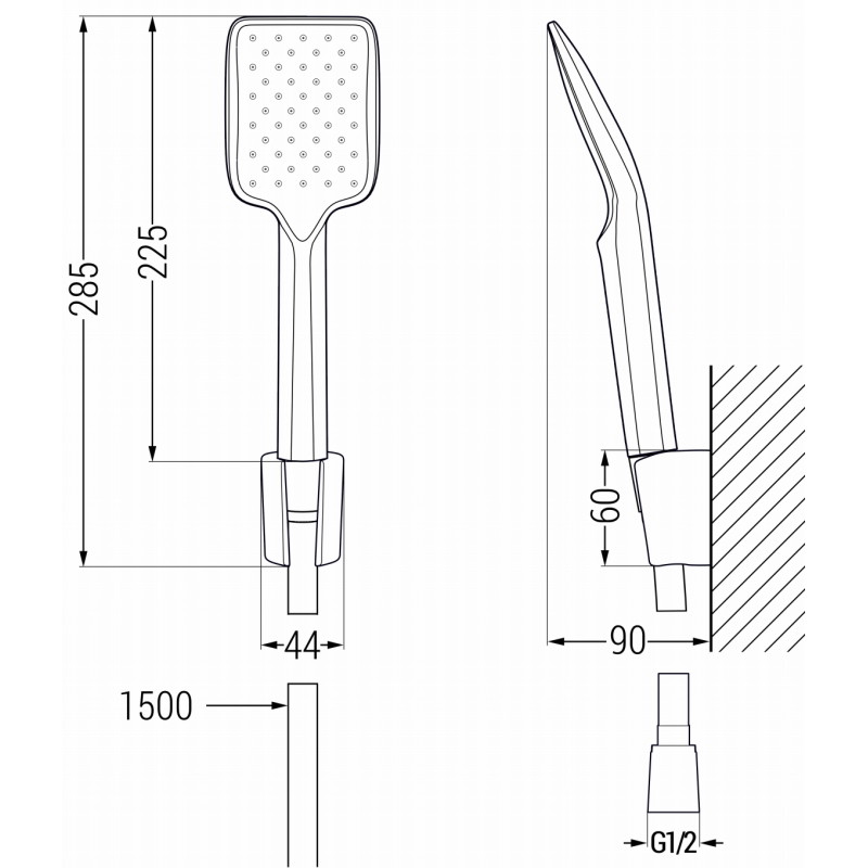Mexen R-62 ensemble de douche à point, gris canon brossé - 785625052-66