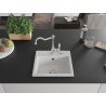 Mexen Milo évier en granit 1-cuillère avec robinet de cuisine Carla, blanc - 6505-20-670700-00