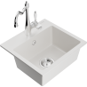 Mexen Milo évier en granit 1-cuillère avec robinet de cuisine Carla, blanc - 6505-20-670700-00