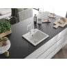 Mexen Milo évier en granit 1 bac avec robinet de cuisine Carla, blanc - 6505-20-670700-20