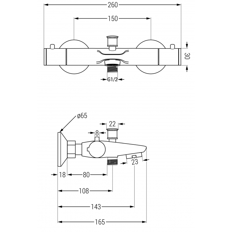 Mexen Nox mitigeur thermostatique de baignoire, chrome - 77350-00