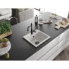 Mexen Milo évier en granit 1 bac avec robinet de cuisine Carla, blanc - 6505-20-670700-70