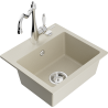 Mexen Milo évier en granit 1 bac avec robinet de cuisine Carla, beige - 6505-69-670700-00
