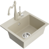 Mexen Milo évier en granit 1-bassin avec robinet de cuisine Carla, beige - 6505-69-670700-69