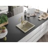 Mexen Milo Évier en granit 1 bac avec robinet de cuisine Carla, beige - 6505-69-670700-50