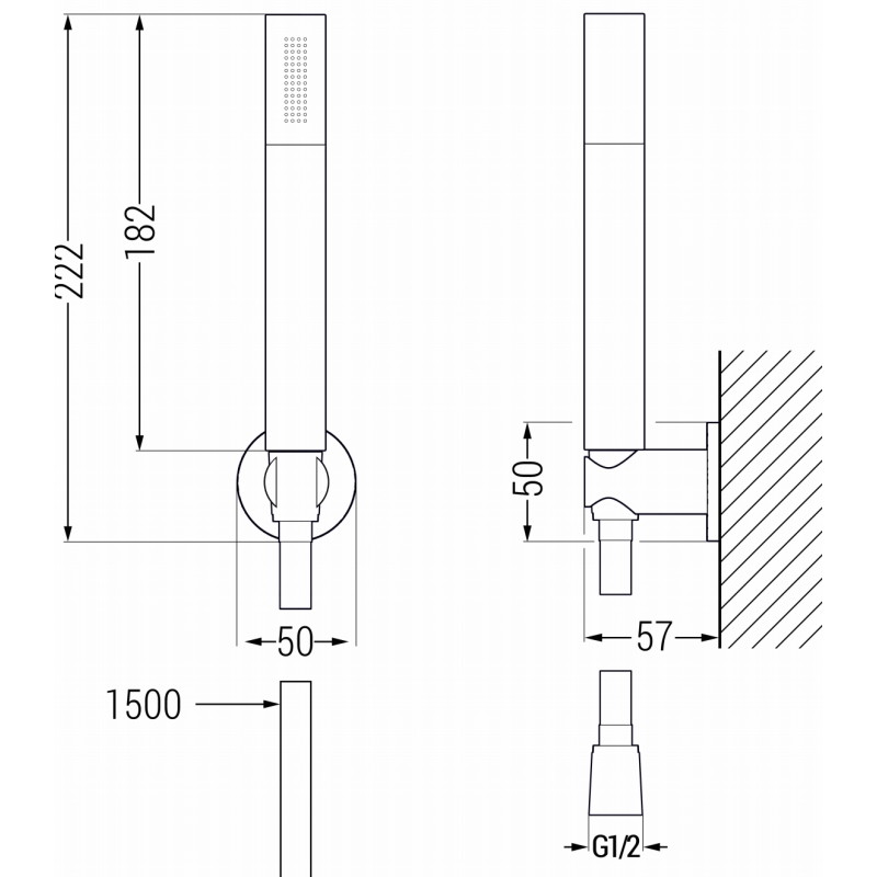 Mexen R-70 ensemble de douche fixe, gris canon brossé - 785705051-66