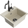 Mexen Milo évier en granit 1 bac avec robinet de cuisine Carla, beige - 6505-69-670700-70