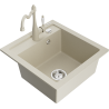 Mexen Vito évier de cuisine en granit 1 bac avec robinet Carla, beige - 6503-69-670700-69