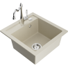 Mexen Vito évier en granit 1 bac avec robinet de cuisine Carla, beige - 6503-69-670700-00