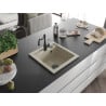 Mexen Vito évier en granit 1 bac avec robinet de cuisine Carla, beige - 6503-69-670700-70