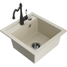 Mexen Vito évier en granit 1 bac avec robinet de cuisine Carla, beige - 6503-69-670700-70