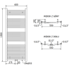 Mexen Ares radiateur de salle de bains 1500 x 600 mm, 733 W, noir - W102-1500-600-00-70