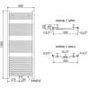 Radiateur de salle de bains Mexen Ares 1500 x 600 mm, 733 W, noir - W102-1500-600-00-70