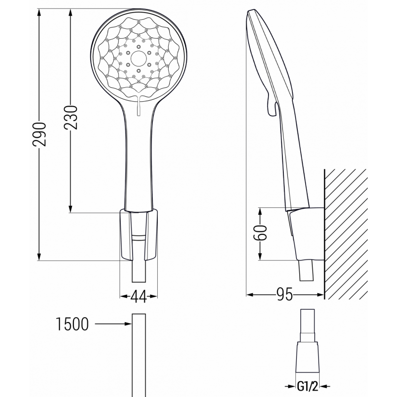 Mexen R-74 ensemble de douche ponctuel, noir - 785745052-70