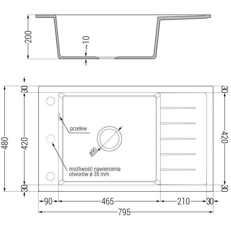 Mexen Elias évier en granit 1 bac avec égouttoir et robinet de cuisine Carla, noir/argent métallique - 6511-73-670700-70