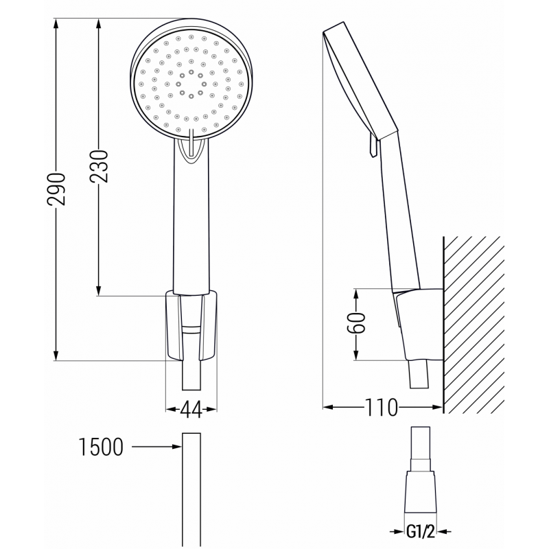 Mexen R-75 ensemble de douche fixe, chromé/blanc - 785755052-02