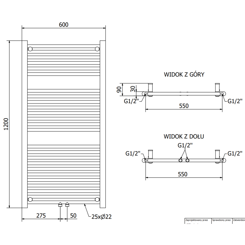 Mexen Mars radiateur de salle de bain 1200 x 600 mm, 617 W, blanc - W110-1200-600-00-20