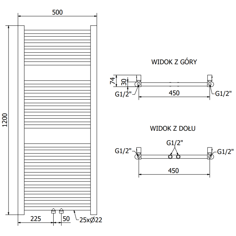 Mexen Mars radiateur salle de bain 1200 x 500 mm, 417 W, chrome - W110-1200-500-00-01