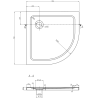 Receveur de douche Mexen Flat demi-circulaire slim 70 x 70 cm, noir, siphon chromé - 41707070