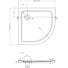 Receveur Mexen Flat demi-ronde slim 80 x 80 cm, noir, siphon chromé - 41708080