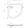 Receveur de douche Mexen Flat demi-circulaire slim 100 x 100 cm, noir, siphon doré - 41701010G