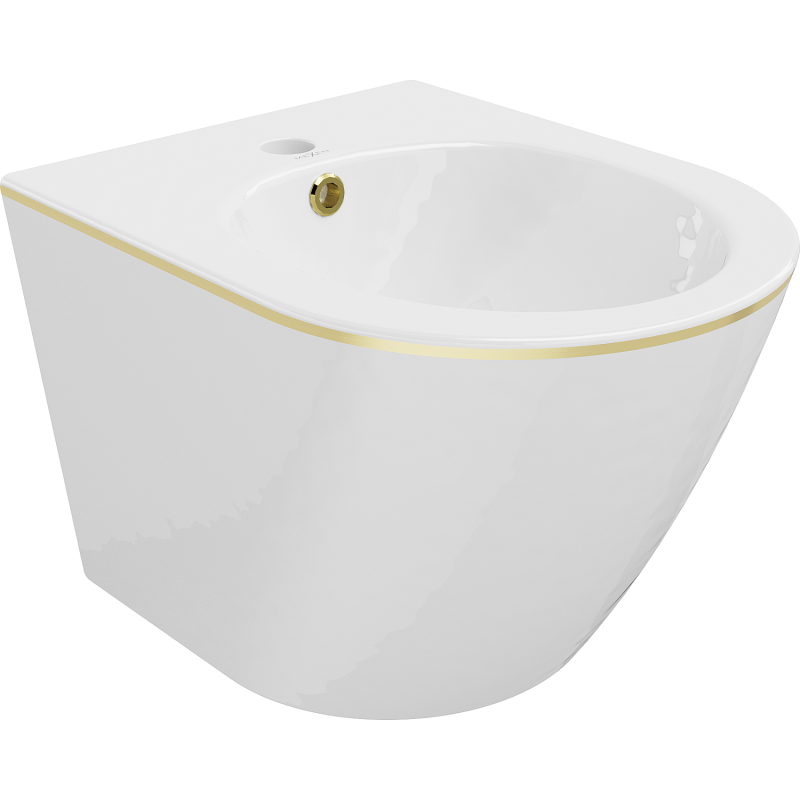 Mexen Lena bidet mural, Blanc/Or lignes - 35224805